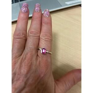 Sterling Silver Simulated Ruby Ring